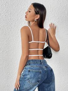 Flirla Rugloze cami-top met oogjesborduurwerk