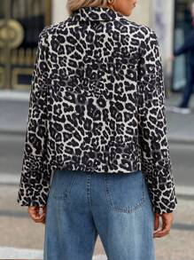 SHEIN LUNE Chaqueta diaria simple para mujer con estampado de leopardo - Multicolor - Ver 2