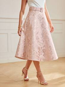 MOTF Classy CLASSY FLORAL JACQUARD A LINE SKIRT