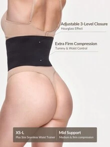 SHAPORA Seamless Waist Trainer Shapewear Body Shaper With Adjustable 3-Level Closure-Tummy Waist Control ,2 Pcs - Black - View 2