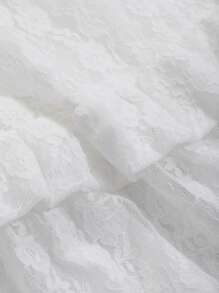 DAZY Váy chữ A họa tiết hoa ren định hình eo cho nữ, thường ngày ngày lễ, bèo nhún - trắng - Xem 7