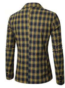 Manfinity Mode Men's Plus Size Spring/Autumn Casual Plaid Blazer Jacket - Multicolor - View 2