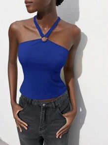 Maija Áo quây không tay màu xanh dương trơn, kiểu cổ yếm, hở lưng, có vòng cổ. Lãng mạn, thời trang, đa năng; thích hợp cho kỳ nghỉ hè, thoải mái, phong cách bohemian, đồ đi biển, áo khoác ngoài đồ bơi, sành điệu, thanh lịch, giản dị, mặc hàng ngày, phong cách đồng quê, thiết yếu, màu trơn, phong cách thường ngày khi đi nghỉ mát. - Màu xanh lam - Xem 6