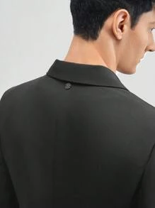 Manfinity VCAY Men's 2pcs Woven Business Casual Suit, Long Coat And Straight Pants Set, Suitable For Spring And Autumn - Black - View 6