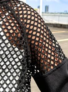 SHEIN Tween Girls' Knit Hollow Out Mesh Long Sleeve Cardigan Jacket, Sports & Casual