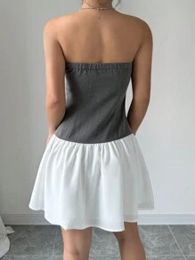 Chiquease Women's Color-Block Simple Daily Strapless Dress - Multicolor - View 2