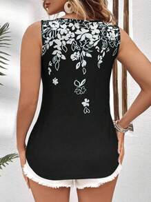 Plus Floral Print Tank Top For Summer Graphic Tees Women Tops