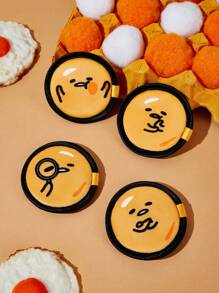Gudetama X SHEIN 4pcs Cartoon Patterned Makeup Removal Pads - Yellow - View 6