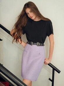 MOTF STUDIO 色塊露邊修身連衣裙 - 彩色 - 查看 4
