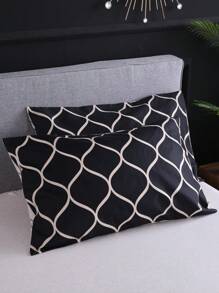 Geometric Pattern Bedding Set Without Filler - Black - View 8
