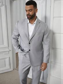 Manfinity Mode Duży i wysoki męski jednokolorowy, prosty garnitur na co dzień z długim rękawem i długimi spodniami