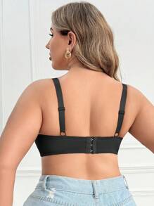 Romantic French Style Lace Comfortable Simple And Elegant Plus Size Bra With Underwire, 1pc Lingerie