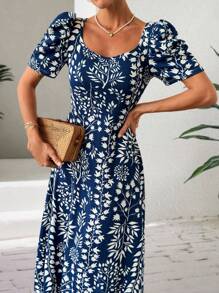 RueChic Maxi Blue And White Dress - Blue and White - View 1