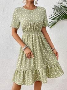 Breezaya 小碎花荷葉邊連衣裙