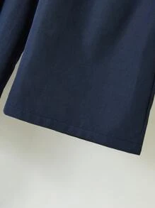 Set Kemeja Lengan Pendek Kerah Berlipat untuk Remaja Laki-laki, Jaket Tanpa Lengan dengan Saku Bergaya Lusuh, dan Celana Panjang - Biru - View 5