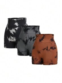 SHEIN Sport Studio Tie Dye Wideband Waist Sports Shorts