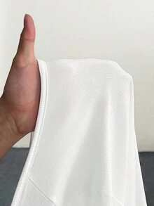 Slaydiva Plus Size Vai thông thường Cổ chữ V cơ bản Slim Fit Áo dài tay màu trắng, trang phục thường ngày và hàng ngày, Mùa hè/Mùa đông/Mùa thu, Áo cổ lọ nửa cổ-C - trắng - Xem 7