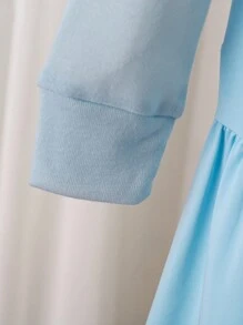 2 cái/bộ Váy dây mỏng có nơ trang trí cho bé gái, Xuân/Hè/Thu, Phong cách công chúa thanh lịch và dễ thương, kết hợp với áo len màu trơn cho những dịp trang trọng và các bữa tiệc - Màu xanh lam - Xem 4