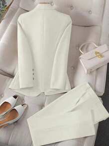 Franclia Apricot Long Sleeve Lapel Lady Suit Set
