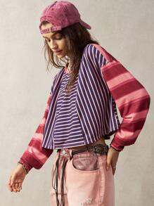 Bohemela 女式长袖条纹短款 T 恤，秋季 - 彩色 - 查看 7