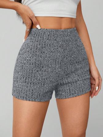 SHEIN PETITE Summer Outfit Marled Knit Biker Shorts