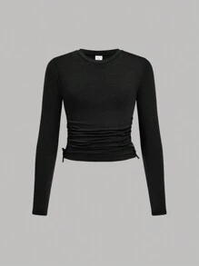 SHEIN Girlism 3入組青少年女孩日常休閒針織純色圓領長袖上衣 - 彩色 - 查看 8