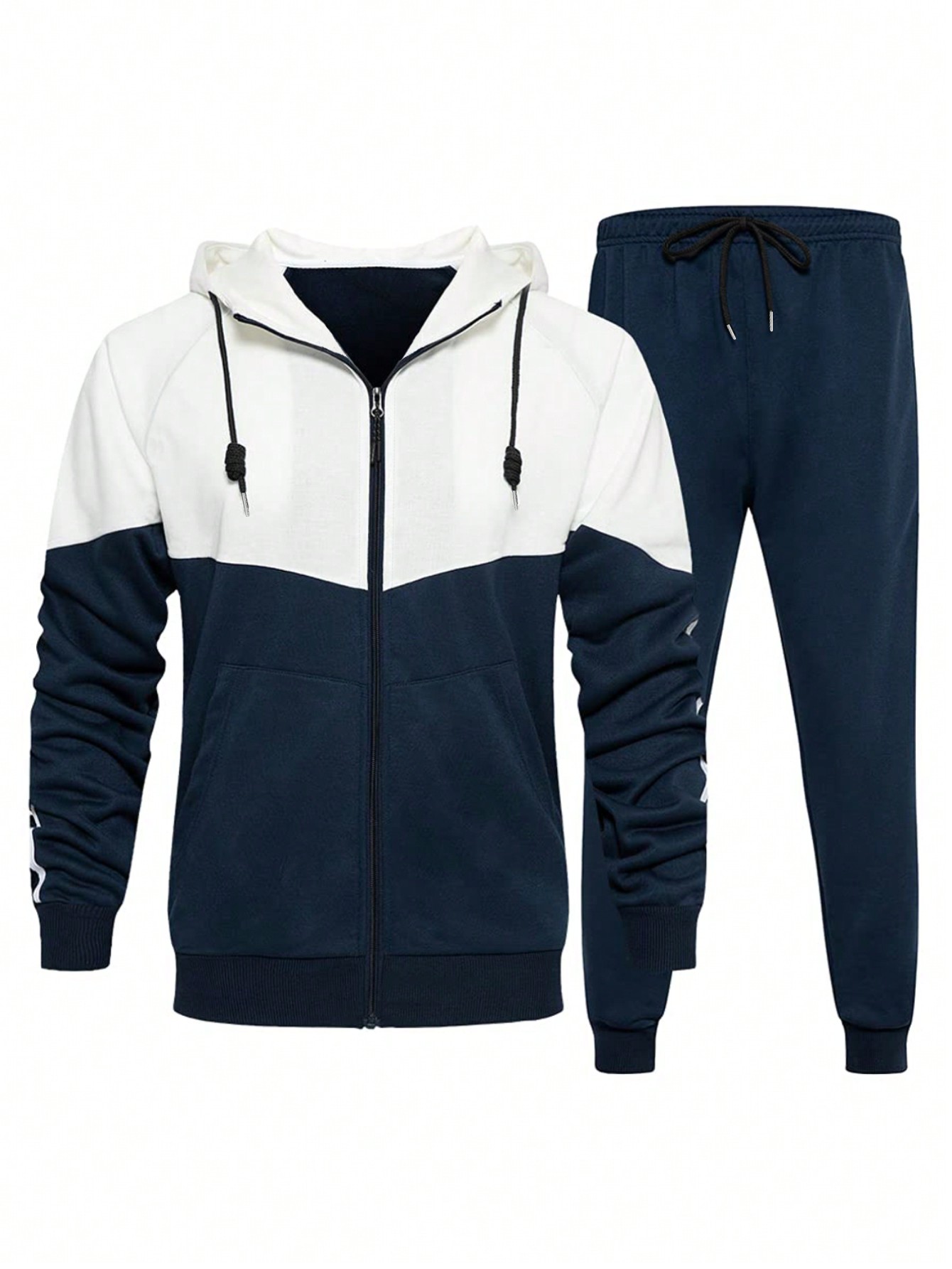 Manfinity Dauomo Men's Color Blocking Simple Daily Long Sleeve Top And Pants Set