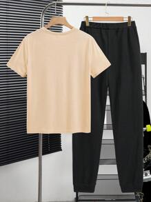 SHEIN Teen Boy Casual English Printed Two Pieces Set For Summer - Multicolor - View 3