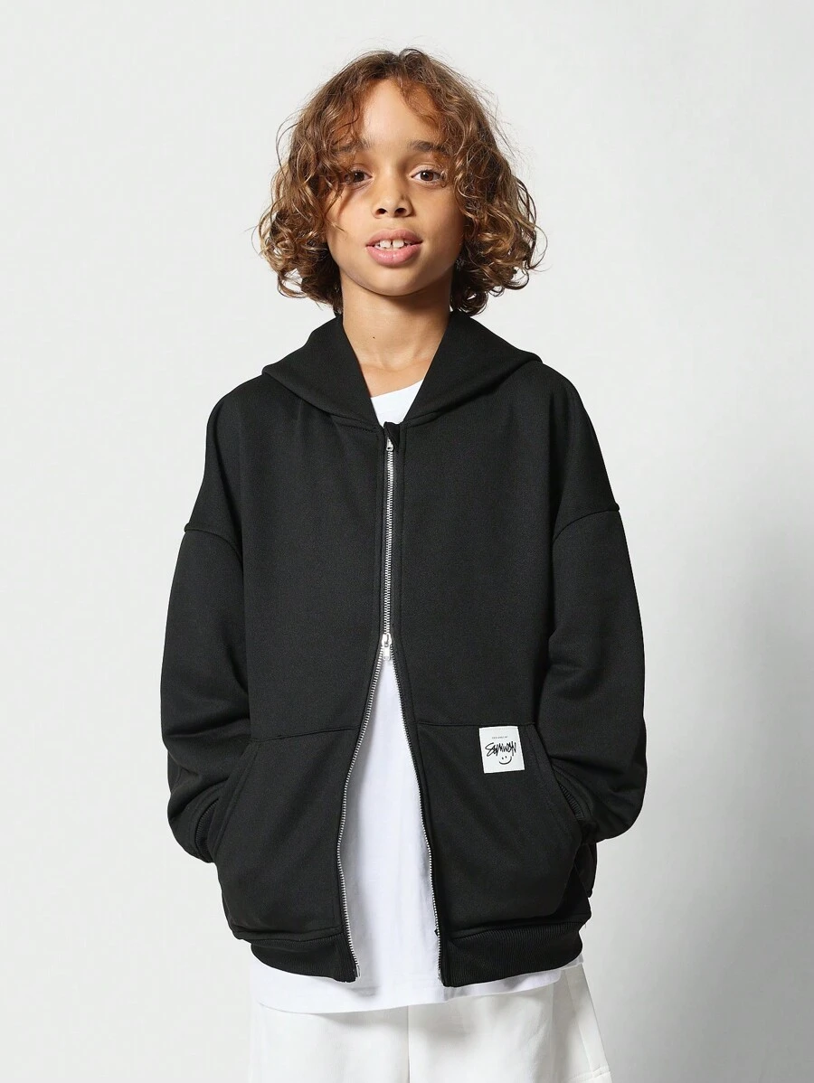 SUMWON Áo hoodie thể thao tập luyện thường ngày mùa đông unisex có khóa kéo cỡ lớn vừa vặn với túi Kangaroo thời trang dành cho thanh thiếu niên - màu đen - Xem 1