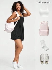 GLOWMODE 3" Waffle-Knit Soft Adjustable Straps Multi Pockets V-Shaped Waistline Short Overalls Daily Casual