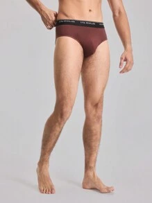 Men's Simple Letter Patterned Triangle Briefs, 3pcs/Set - Multicolor - View 6