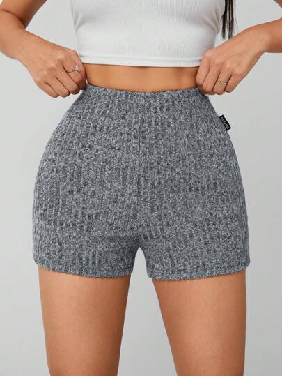 SHEIN PETITE Summer Outfit Marled Knit Biker Shorts