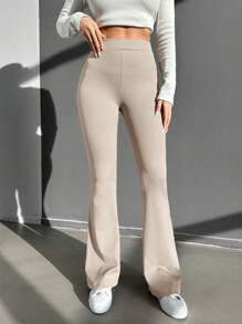 EURMUSE High Waist Flare Leg Pants - Mocha Brown - View 6