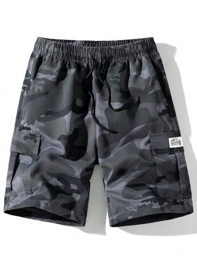 Men's New Summer Camouflage Cargo Shorts, Loose-Fit Casual Knee-Length Shorts