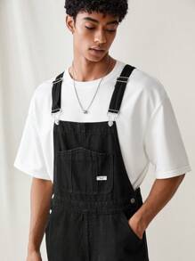 Manfinity Hypemode Salopette décontractée en denim noir pour hommes - Noir - Voir 6