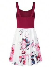 SHEIN Clasi Random Print Women's Dress - Red and White - View 2