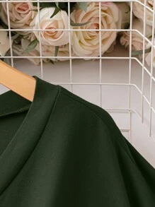 EMERY ROSE Plus Size Women's Solid Color Simple Daily Short Sleeve T-Shirt