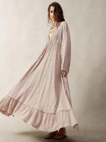 Bohemela 度假寬鬆女裝連衣裙 - 卡其色 - 查看 7