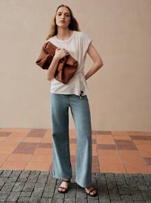 MOTF PREMIUM 洗水寬褲牛仔褲 - 淺色水洗藍 - 查看 8