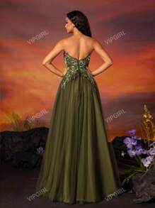 VIPGIRL Robe du soir de luxe Top de gamme brodée à la main avec des perles, une exclusivité élégante. Robe de soirée de mariage pour invités, pour la remise des diplômes, le dîner