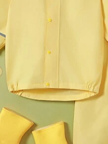 Conjunto de impermeable y pantalón de trekking para chicos, reflectante y antilluvia en color amarillo para actividades al aire libre - Amarillo - Ver 3