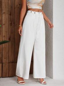 SHEIN Essnce Jean à taille haute et large jambe