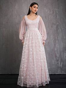 Mgiacy Beaded Embroidery Strapless Long Sleeve High-End Ball Gown