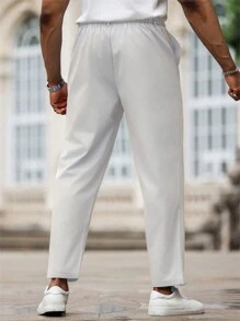 Manfinity Mode Men Slant Pocket Cropped Suit Pants For Dailywear - Beige - View 2