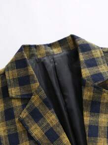 Manfinity Mode Men's Plus Size Spring/Autumn Casual Plaid Blazer Jacket - Multicolor - View 3