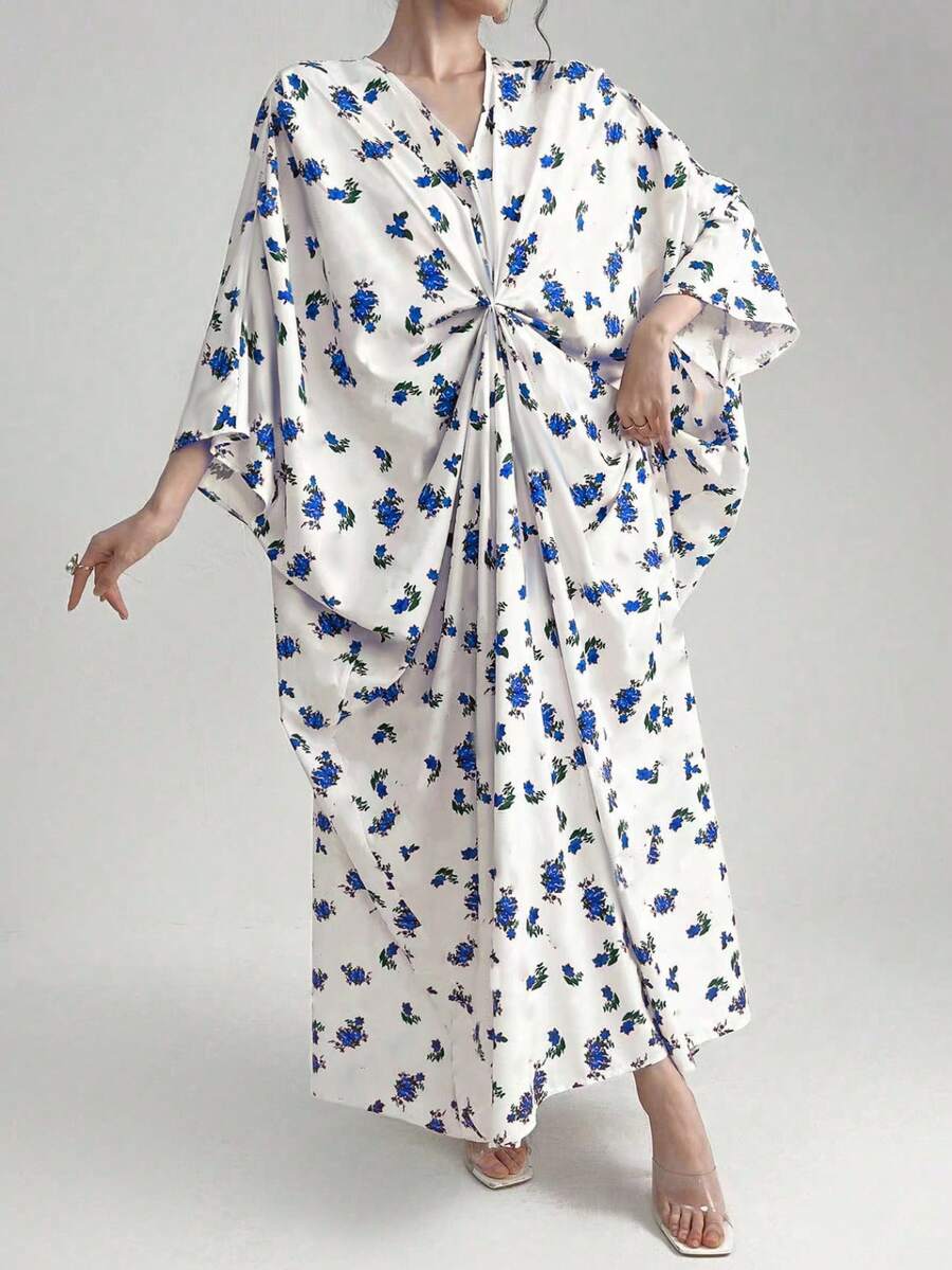 Women's Elegant Random Printed Arabian Dress - Multicolor - View 1