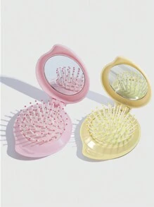 ROMWE 1pc Cute Mini Comb-Mirror Foldable Airbag Massage Comb (Random Color) Portable - Pink - View 1