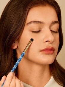 HARRY POTTER X SHEIN 4pcs/Set Hogwarts Harrypotter Badge And Letter Print Eye Makeup Brush Set, For Gift