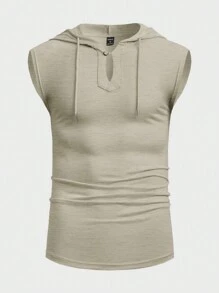 Manfinity RelaxMax Men's Solid Color Sleeveless Hoodie - Light Grey - View 2