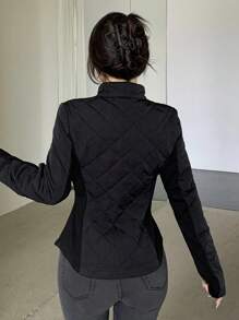 DAZY Women's Button Stand Collar Zipper Pocket Streetwear Fashion Slim-Fit Padded Coat ,Winter Women Clothes,Winter Coat Women Jacket - Black - View 10